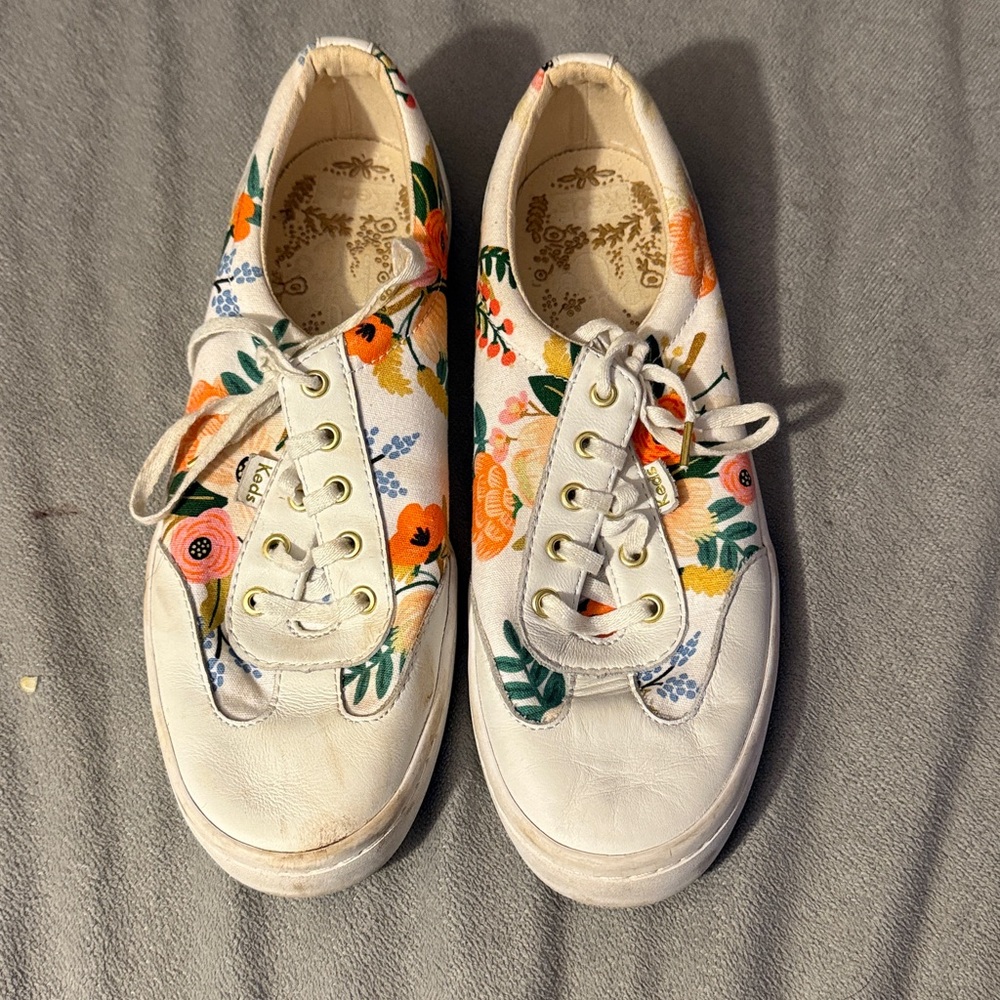 KEDS Floral Canvas/Leather Dressy Sneakers